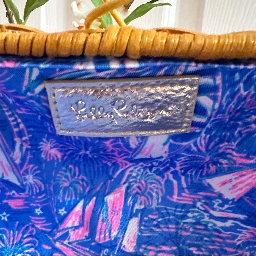 LILLY PULITZER ~ natural wicker woven clutch w/signature colorful LILLY lining - Picture 6 of 8